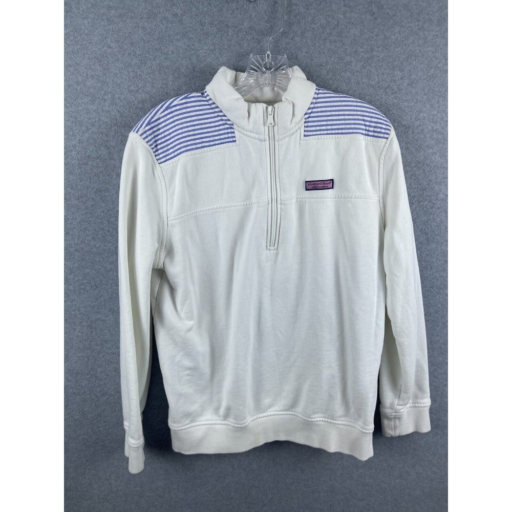 Vineyard Vines Pullover Mens S White ColorBlock Long Sleeve 1/4 Zip Preppy Beach